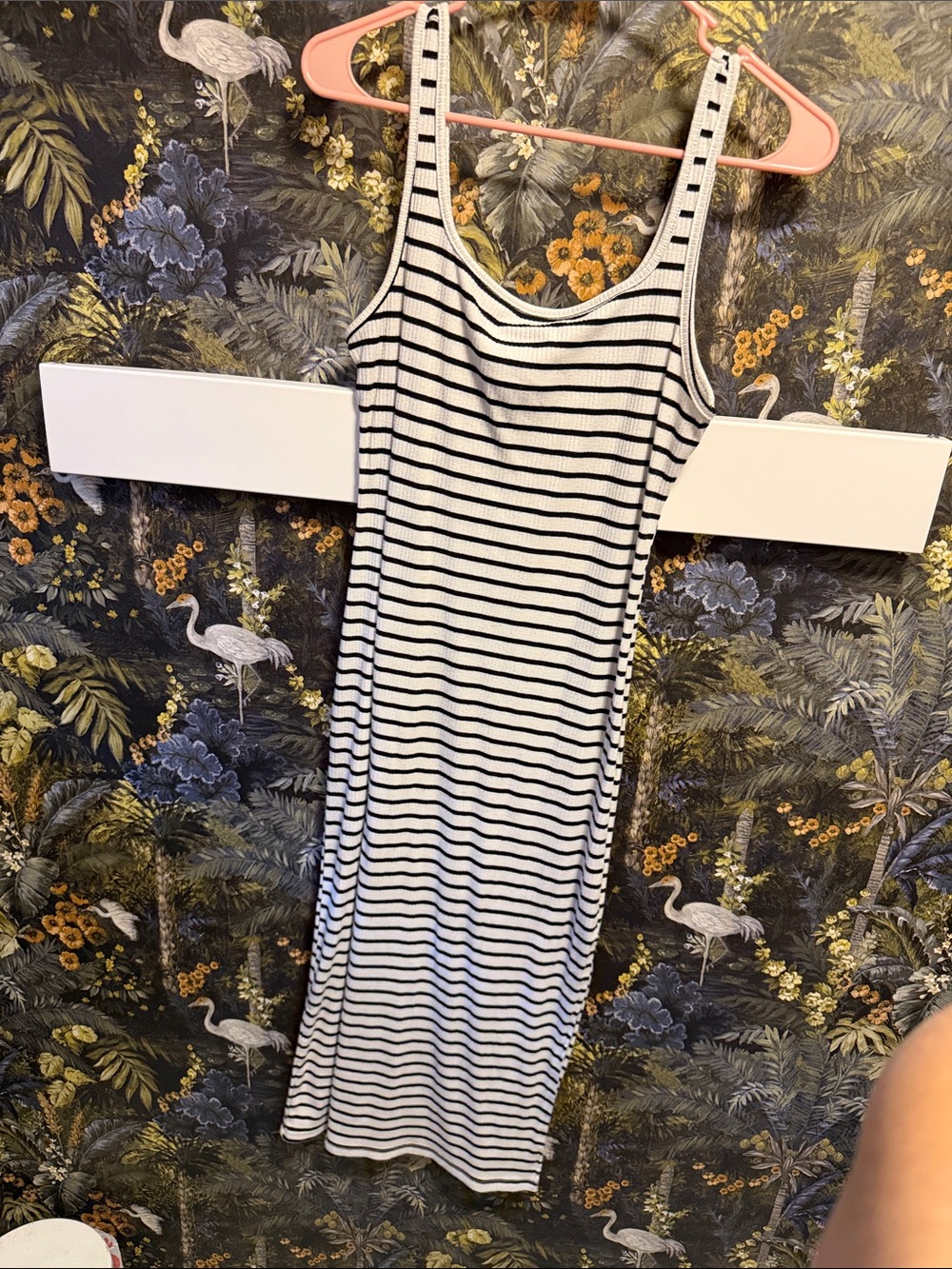 Striped Scoop Neck Tank Dress - Black & White